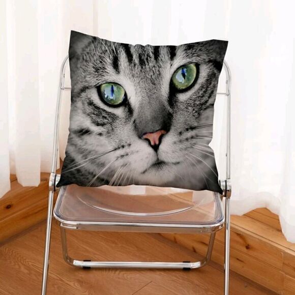 Kitty Cat Face Design Zippered Pillowcase for Accent Pillow 17.7" x 17.7" - Picture 4 of 4